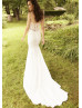 Scoop Neck Ivory Satin Lace Elegant Wedding Dress Scoop Neck Ivory Satin Lace Elegant Wedding Dress